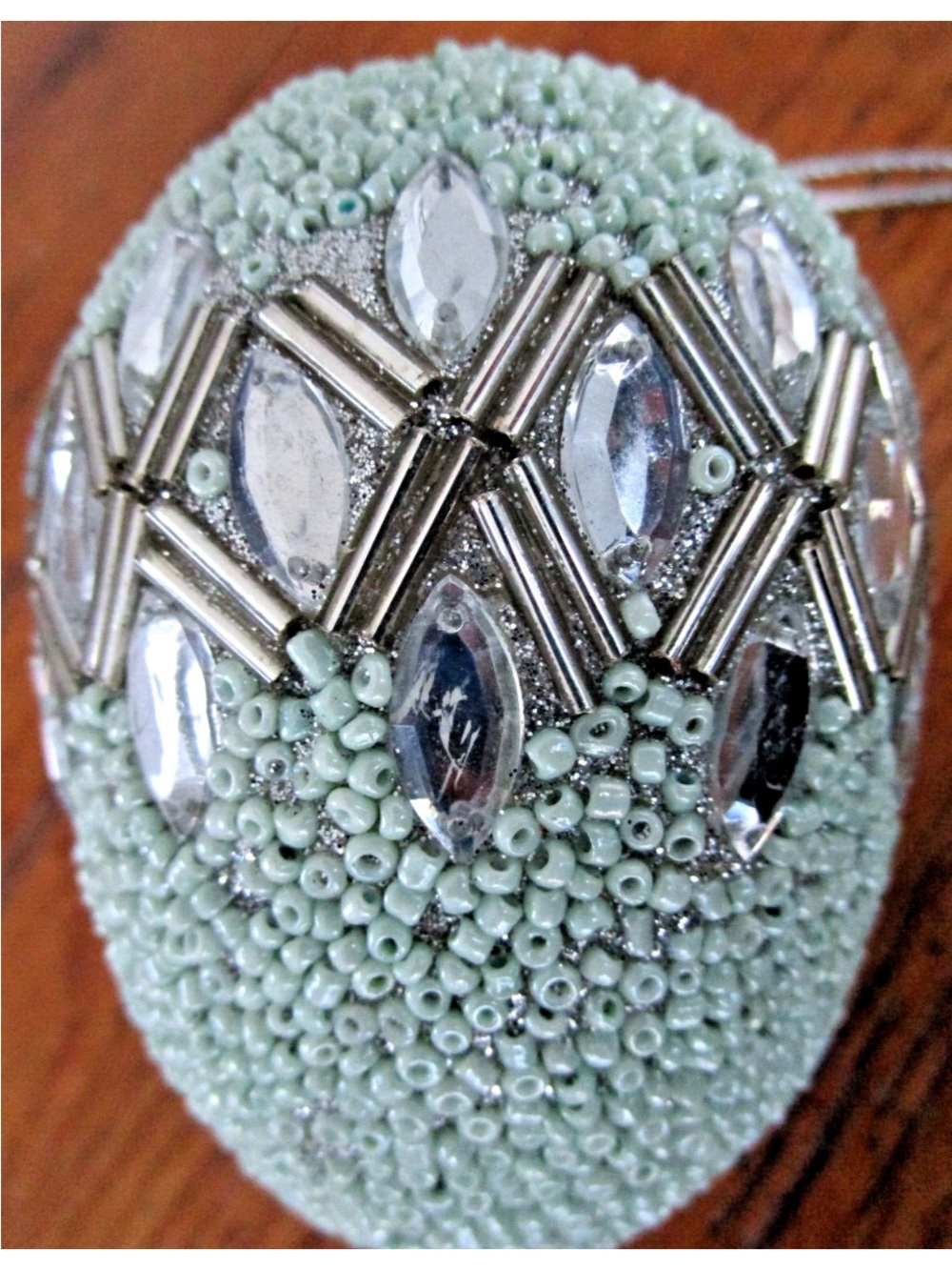 Pottery barn Beaded Mint Green Egg Pendant Necklace